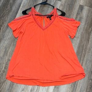Jessica Simpson Vibrant Orange Cold Shoulder Blouse